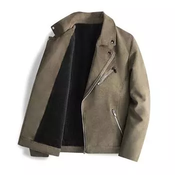 Ретро-модная брендовая мужская кожаная куртка на осень и зиму, однотонная, универсальная, синего цвета, популярная, с лацканами, диагональной молнией, приталенная L