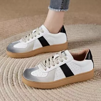 Ретро-туфли Dexun, кожаные женские туфли, кроссовки на плоской подошве, с неглубоким горлом, детские весенние женские туфли в стиле колледжа, маленькие белые 35 белый