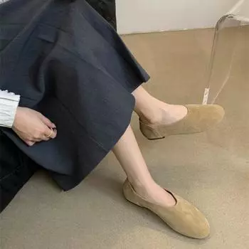 Ретро-туфли для бабушки, женские, весна-лето 2024, новые туфли Doudou на плоской подошве с мягкой подошвой и одной педалью, одинарные туфли с юбками 35 абрикосовый
