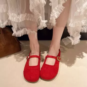 Ретро туфли Мэри Джейн женские весенние и осенние новые французские нежные сказочные темпераментные элегантные с юбкой-мешком головные полутапочки 35 жёлтый