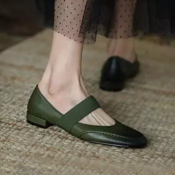 Ретро туфли на плоской подошве женские туфли бабушкины туфли с мягкой подошвой и одним ремешком туфли Мэри Джейн модные и удобные 34 армия зеленый