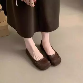 Ретро-туфли с круглым носком и неглубоким горлом, женские, весна и осень, новая корейская версия, французский вечерний бриз, плоская подошва, одна педаль, повседневные, Doudou sho 35 серебряный