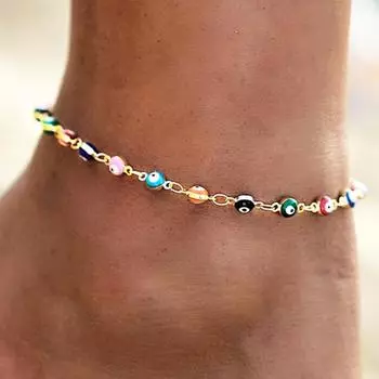 Ретро турецкие глаза, бусины, женская цепочка для девочек, элегантные ножные браслеты, женские пляжные браслеты в богемном стиле, украшения для ног разноцветный