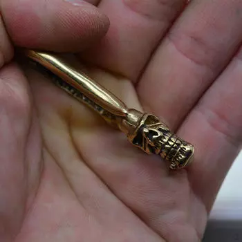 Ретро твердый латунный байкерский панк череп брелок брюки джинсы брюки брелок с крючками