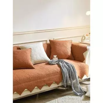 Ретро тыквенного цвета диванная подушка из промытого хлопка Подушка для сиденья в гостиной Чехол для дивана 70*70cm