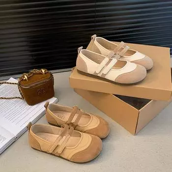 Retro ugly cute shoes children s 2025 spring and summer new Mori literature and art students round head shallow mouth single shoes women s flat bottom 35 хаки