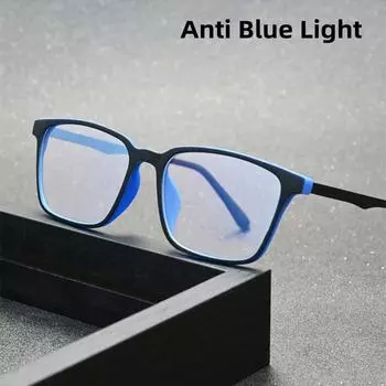 Ретро ультралегкая резиновая титановая оправа TR-90 для очков с квадратной оправой для мужчин и женщин, защита от синего света и радиации, компьютерные офисные очки чёрный