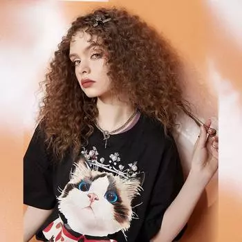 Ретро уличная футболка с короткими рукавами и принтом кошки, женский свободный модный топ с круглым вырезом и половиной рукавов 2XL светло-зеленый