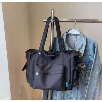 Retro underarm bag women s new fashionable large-capacity canvas bag messenger bag versatile commuter tote bag чёрный