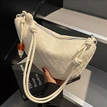 Ретро универсальная сумка подмышкой женская нишевая плетеная сумка-седло модная повседневная сумка-мессенджер серебряный