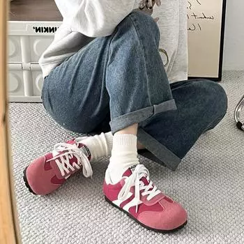 Ретро универсальные легкие взрывные немецкие кроссовки с плоской подошвой женские летние 2025 года интернет-знаменитости низкие американские повседневные туфли 35 розовый