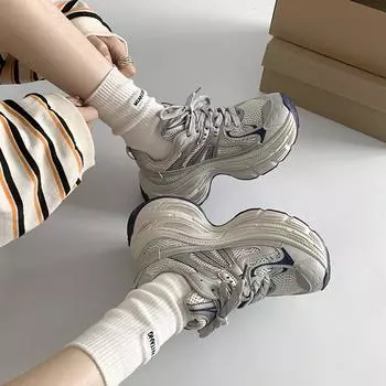 Ретро универсальные туфли для ног показывают небольшой рост, увеличивающий платформу, папины туфли, женские, 2025, новые осенние легкие повседневные спортивные туфли 35 синий