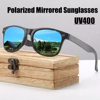 Ретро-солнцезащитные очки из бамбука и дерева, устойчивые к ультрафиолетовому излучению, поляризованные очки в европейском и американском стиле, модные солнцезащитные очки с защитой от солнца чёрный