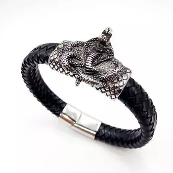 Ретро-ювелирные изделия из нержавеющей стали, мужской кожаный браслет-веревка из титановой стали, браслет-кобра.