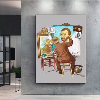 Ретро Ван Гог тройной автопортрет холст картины плакаты и принты настенные художественные картины для украшения гостиной Cuadros 21x30 No Frame