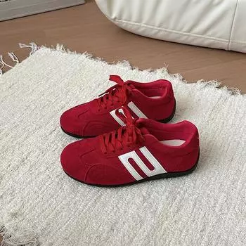 Retro versatile single shoes cloth lace-up shoes women s summer fashion color matching casual shoes sports shoes 35