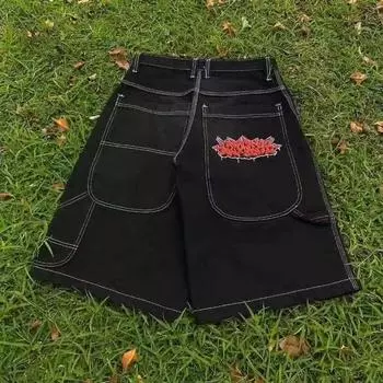 Ретро Весенние Хип-Хоп Вышитые Прямые Широкие Джинсы XL