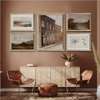 Ретро Винтаж Настенный Художественный постер и принт Устаревшая французская галерея Холст Картина для гостиной Домашнее украшение Картина Декор 21x30cm No Frame