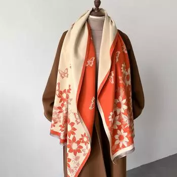 Ретро Винтаж Принт Шарф Кашемир Люксовый Бренд Принт Зимняя Пашмина Сохраняет Тепло Шали и Накидки Одеяло