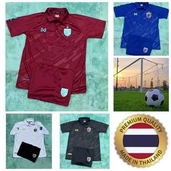 Ретро Винтаж ТАИЛАНД Футбол Футбол Поло ДЖЕРСИ Национальная ЧИР Быстросохнущая Рубашка Поло с принтом воротника Короткий рукав Спорт на открытом воздухе Логотип Слона Значок M