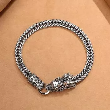 Ретро Властный Браслет с Головой Дракона Мужская Личность Универсальный Дракон Год Судьбы Года Креативные Аксессуары Для Рук 20cm
