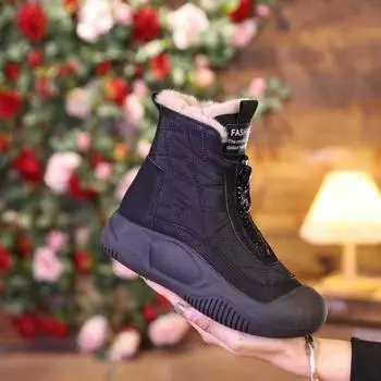 Retro Waterproof Snow Boots Winter New Soft Sole Vulcanized Cotton Shoes with Plush High Top Women s Shoes 36