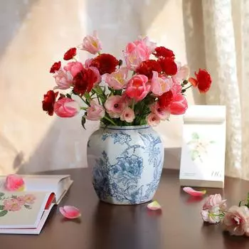 Ретро-ваза с потрескавшимся льдом, сине-белая фарфоровая бутылка высокого качества Feeling Flower, гидропонная керамическая ваза, восьмиугольная банка для хранения