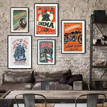 Ретро велосипед мотоцикл бильярдный постер с водкой холст картина настенная живопись печать изображение для ресторана, кинотеатра, кафе, бара, украшения 21cm30cm NoFrame