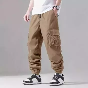Ретро весенне-осенний тренд уличные мужские комбинезоны со средней посадкой и завязками внизу, износостойкие, повседневные спортивные штаны S