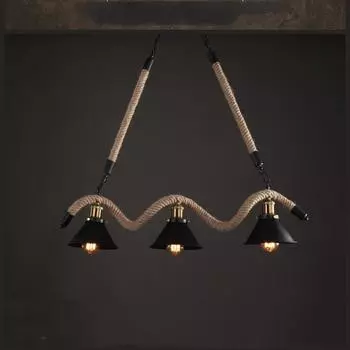 Ретро-винтажная лампа Эдисона, E27 Heads, промышленная веревочная подвесная лампа, потолочный светильник 3 Heads