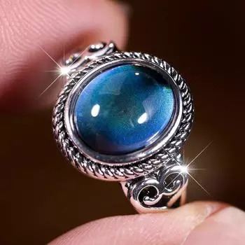 Ретро винтажное кольцо с изменением цвета, овальное эмоциональное чувство, изменяемое цветовое кольцо с контролем температуры для женщин 6