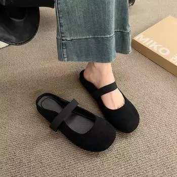 Ретро внутренняя увеличивающая рост женская обувь весна 2025 новая модная ниша Мэри Джейн ленивые тапочки с сумкой на голове прилив 35
