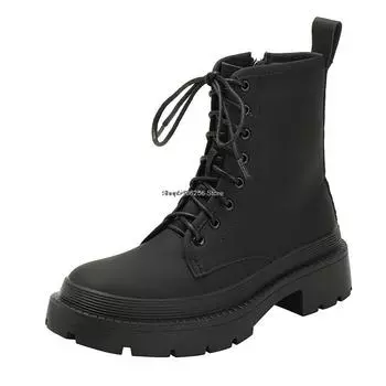 Retro Women Ankle Boots 2024 New Winter Warm Fur Women Boots Chunky Heels Shoes Woman Platform Short Boots Casual Lady Footwear 35