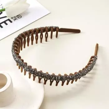 Retro Women Hair Hoop Flocking Pearl Rhinestone Hairband Elastic Hair Band Bezel Girl Headband Fashion Headdress Hair Accessorie