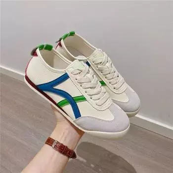 Retro women s autumn and winter new fashion versatile color matching board shoes casual flat women 35