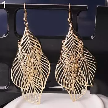 Retro Women s Baroque Style Cluster Hollow Leaves Tassels Hook Dangle Earrings ARI