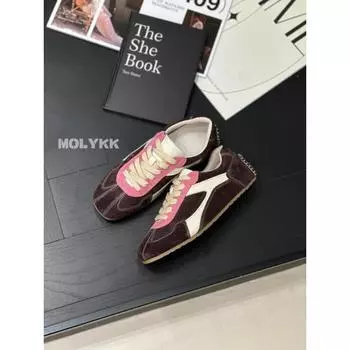 Retro women s leather autumn breathable and versatile thick-soled heightening casual sports little white board shoes 35 фиолетовый