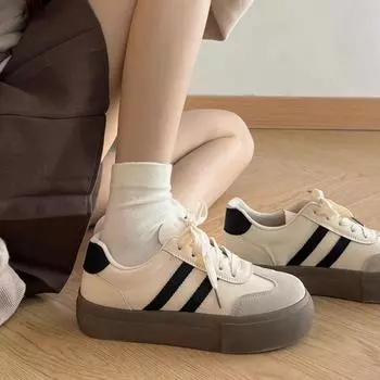 Retro women s summer thin shoes, new platform white shoes, casual sports board shoes 35