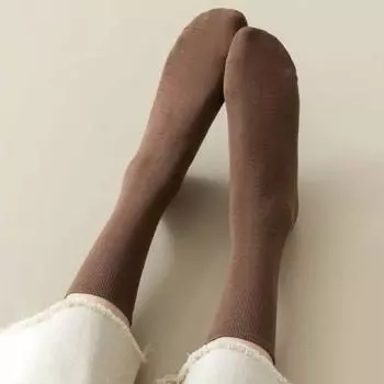 Retro Women Solid Socks Cotton Medium Tube Socks Casual Warm кофейный