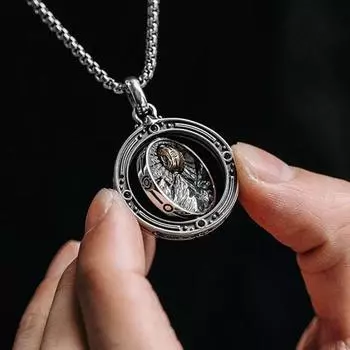 Ретро вращающееся ожерелье с подвеской из сплава, ожерелье с подвеской, мужской нарядный ювелирный аксессуар