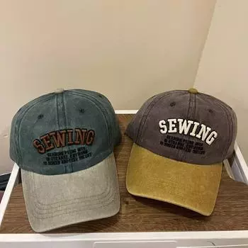 Ретро вышивка старый козырек повседневная антибейсбольная кепка мужская и женская модная брендовая универсальная кепка стираная кепка зелёный