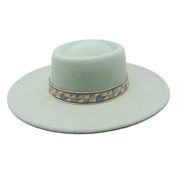 Ретро высококачественная британская шерстяная шляпа с перьями 9,5 с вогнутым и выпуклым верхом для мужчин и женщин с большими полями M56-58cm коричневый