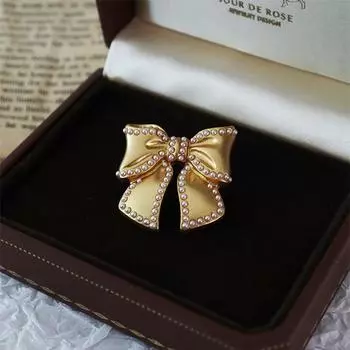 Ретро Xiaoxiangfeng Лук Брошь Ниша Свет Роскошь Простая Мода Темперамент Булавка Аксессуары золотой