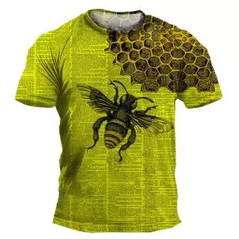 Retro Y2K Retro Men s 3D Summer T-shirt with Casual Sports Bee Print Oversized Unisex S