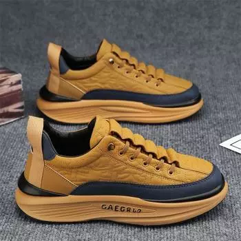 Retro Yellow Men Fashion Sneakers Autumn Designer Mens Platform Shoes Comfortable Casual Sports Shoes Men zapatillas de hombre 39