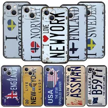 Ретро забавный номерной знак автомобиля для iPhone 11 12 13 15 14 Pro Max чехол для телефона X XR XS 7 8 Plus SE 2020 мягкий силиконовый чехол iPhone 11