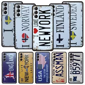 Ретро забавный номерной знак автомобиля телефон чехол для Samsung Galaxy S23 Ultra S22 S21 S20 FE 5G S10 S10E S9 S8 Plus Note 20 крышка Galaxy Note 20