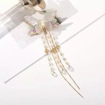 Ретро заколка для волос, красочная заколка для волос с кисточкой в виде бабочки, украшение для волос в виде цветка, жемчуг в старинном стиле, китайские аксессуары для волос