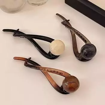 Ретро-заколка для волос с жемчугом на затылке, элегантная заколка, темпераментный головной убор One Size бежевый