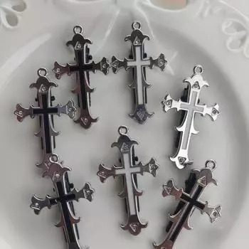 Ретро-заколка для волос в виде крестообразной челки на Хэллоуин для горячей девушки - крутой, стильный аксессуар для волос. Cross чёрный